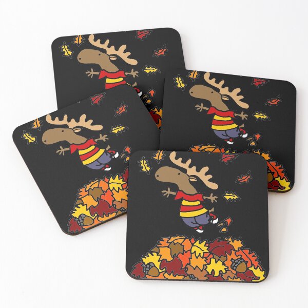 Item preview, Funny Moose Jumping in Leaf Pile designed and sold by Nature's Fancy.