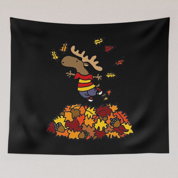 Item preview, Funny Moose Jumping in Leaf Pile designed and sold by Nature's Fancy.