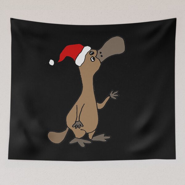 Item preview, Funny Duck-billed Platypus in Santa hat Christmas Art designed and sold by Nature's Fancy.
