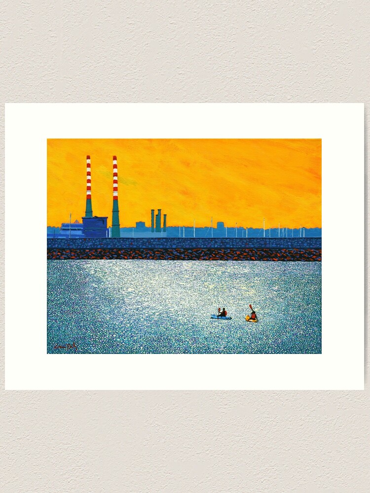 Thumbnail 1 of 3, Art Print, Poolbeg, Kayakers, Sunlight (Dublin, Ireland) designed and sold by eolai.