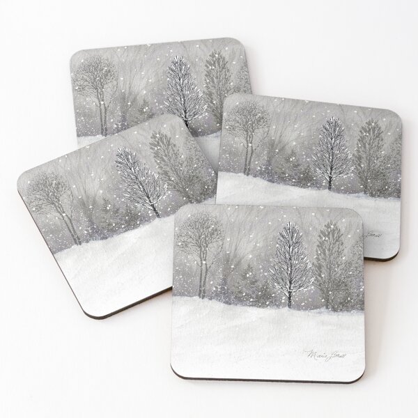 Item preview, Winter Snowy Forest Landscape Watercolor Painting designed and sold by littrellart.