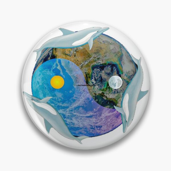 Item preview, Yin Yang Earth Symbol with dolphins designed and sold by Guyshka.