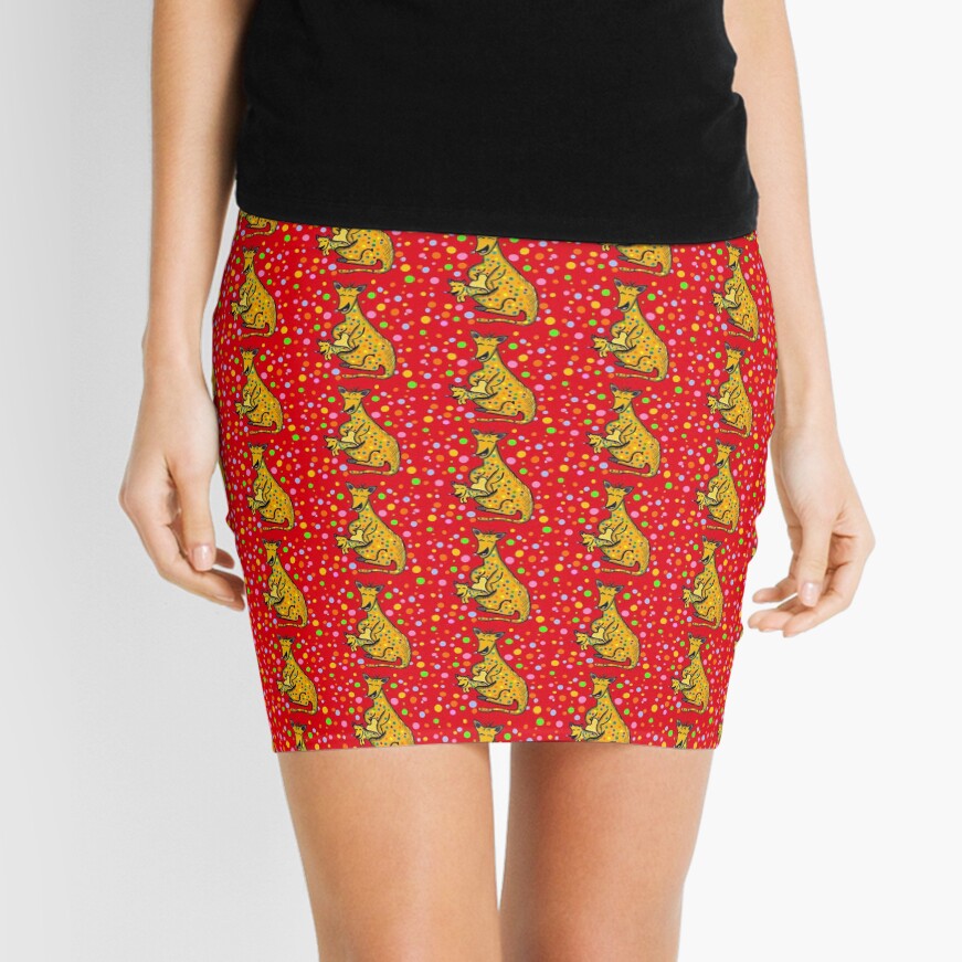 Kangaroo with Baby Laughing Yellow Mini Skirt