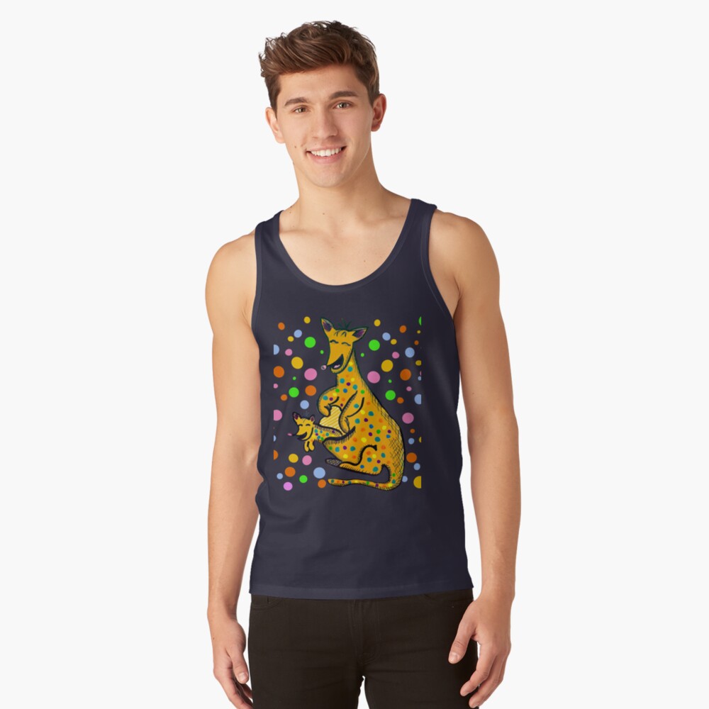 Kangaroo with Baby Laughing Yellow Tank Top