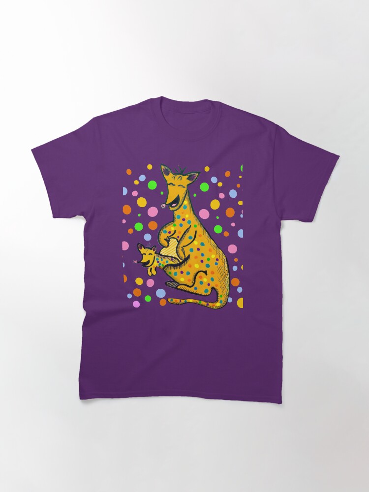 Thumbnail 2 of 7, Classic T-Shirt, Kangaroo with Baby Laughing Yellow designed and sold by HappigalArt.