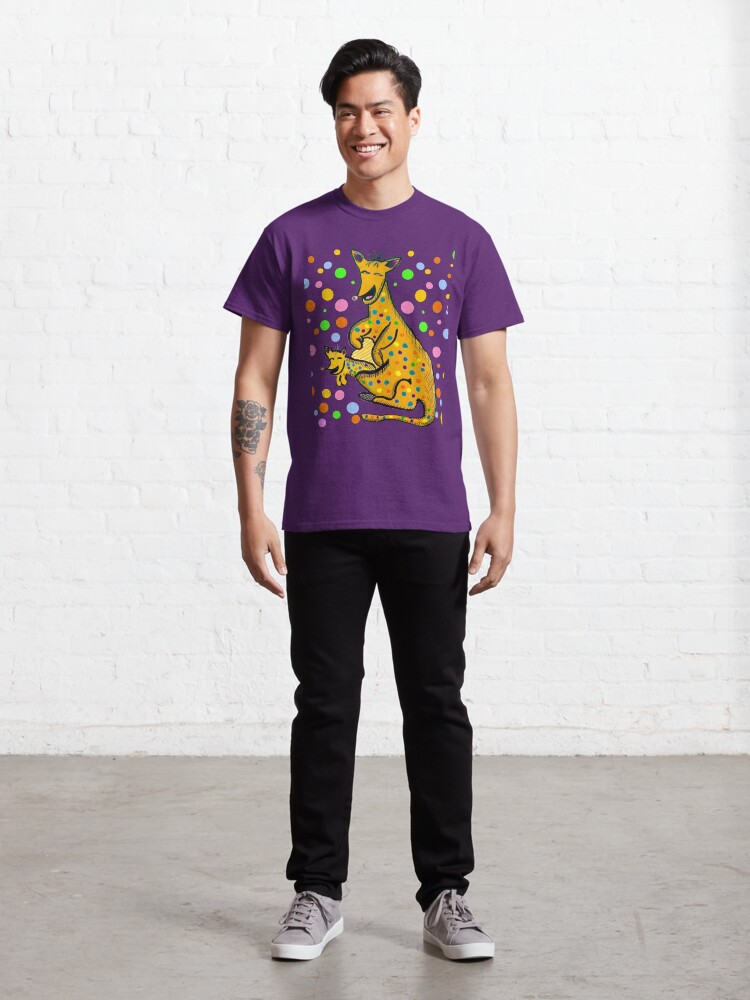 Thumbnail 3 of 7, Classic T-Shirt, Kangaroo with Baby Laughing Yellow designed and sold by HappigalArt.