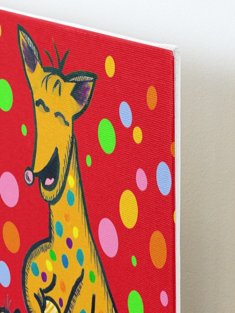 Alternate view of Kangaroo with Baby Laughing Yellow Mounted Print