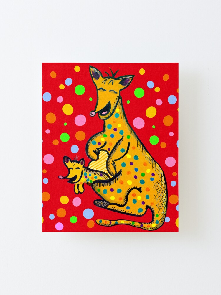 Alternate view of Kangaroo with Baby Laughing Yellow Mounted Print