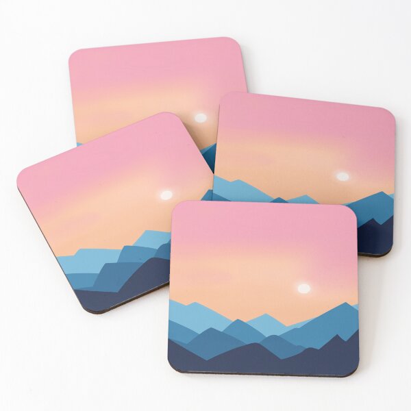 Item preview, Japanese sunset at a mountain range in retro style designed and sold by InyasArt.