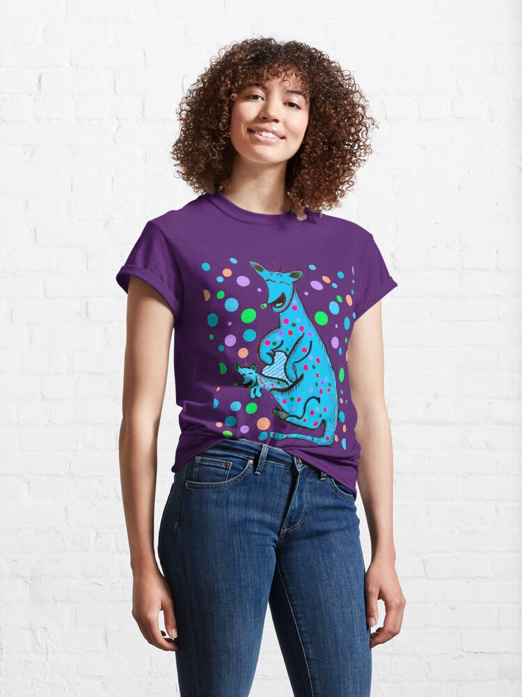 Alternate view of Kangaroo with Baby Laughing Aqua Classic T-Shirt