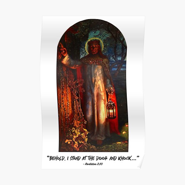 Revelation 3.20 - The Light of the World (white background) Poster