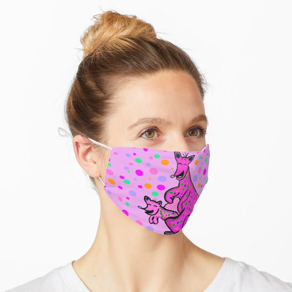 Kangaroo with Baby Laughing Pink Mask