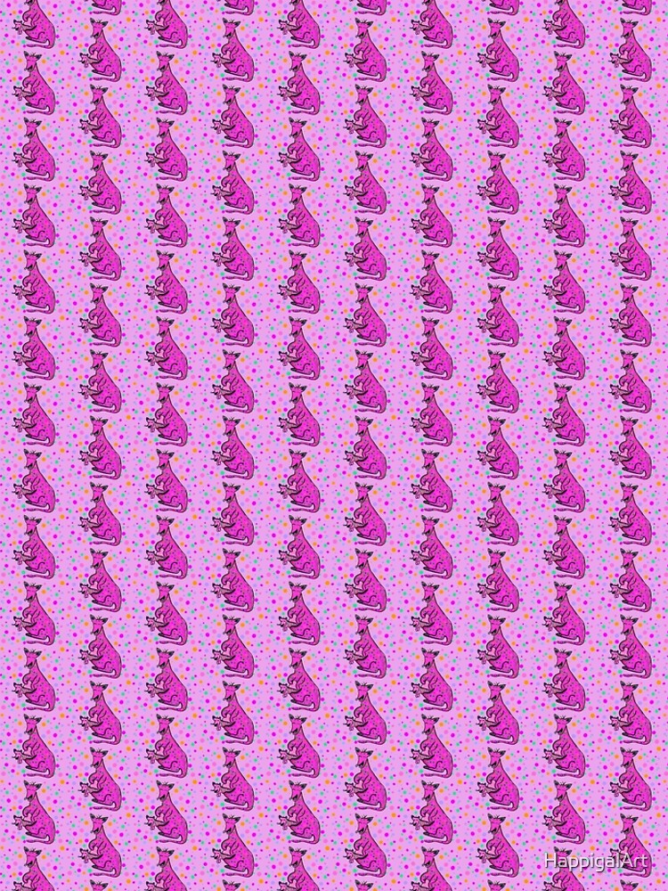 Kangaroo with Baby Laughing Pink by HappigalArt