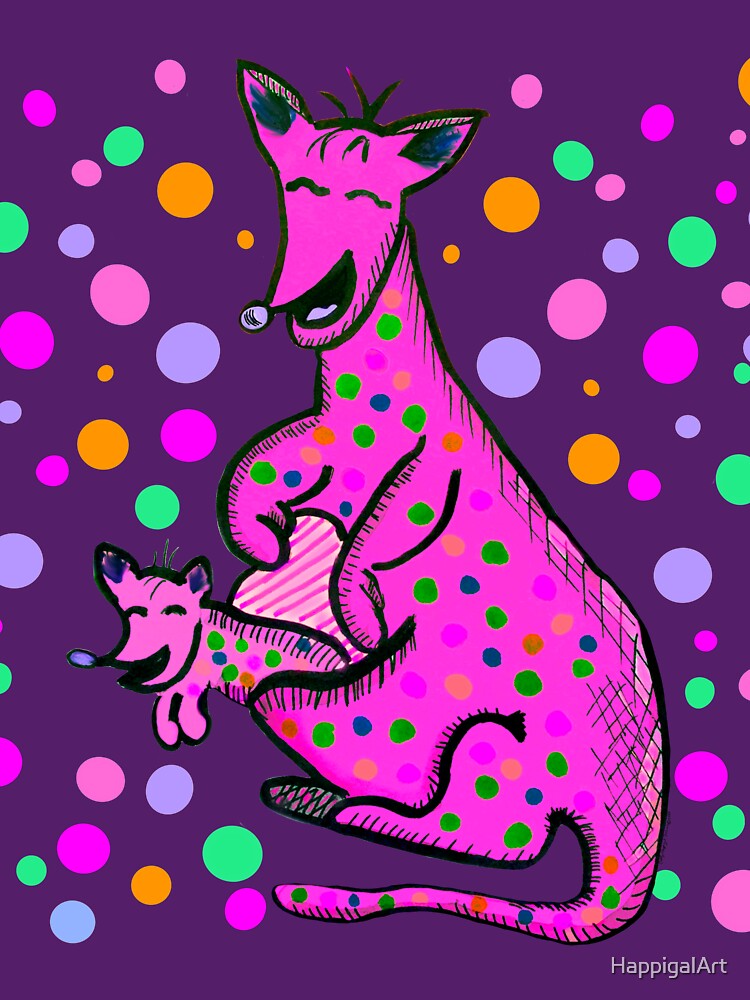 Thumbnail 7 of 7, Classic T-Shirt, Kangaroo with Baby Laughing Pink designed and sold by HappigalArt.