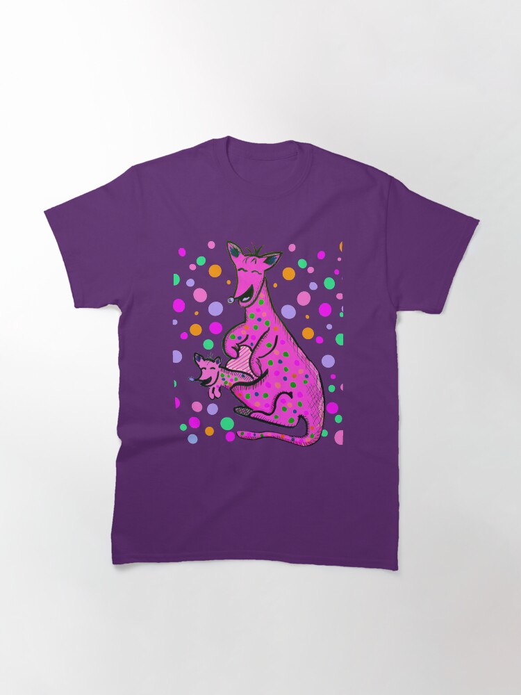 Thumbnail 2 of 7, Classic T-Shirt, Kangaroo with Baby Laughing Pink designed and sold by HappigalArt.