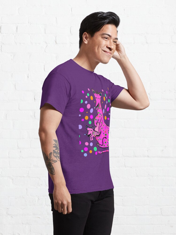 Thumbnail 5 of 7, Classic T-Shirt, Kangaroo with Baby Laughing Pink designed and sold by HappigalArt.