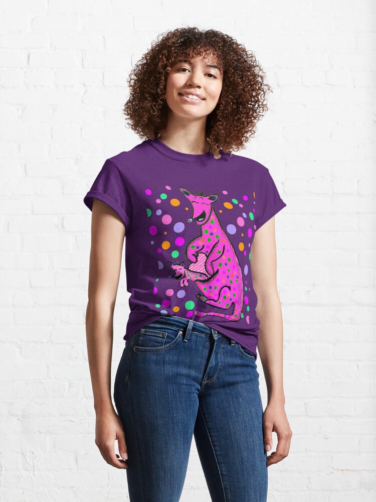 Thumbnail 4 of 7, Classic T-Shirt, Kangaroo with Baby Laughing Pink designed and sold by HappigalArt.
