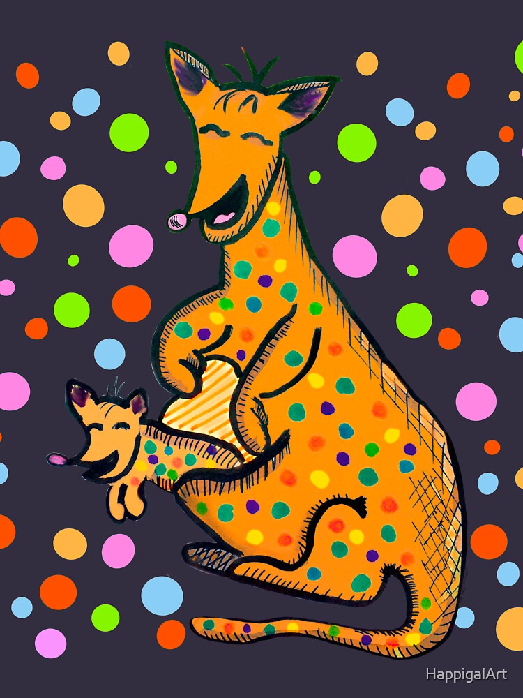 Thumbnail 5 of 5, Zipped Hoodie, Kangaroo with Baby Laughing Orange designed and sold by HappigalArt.