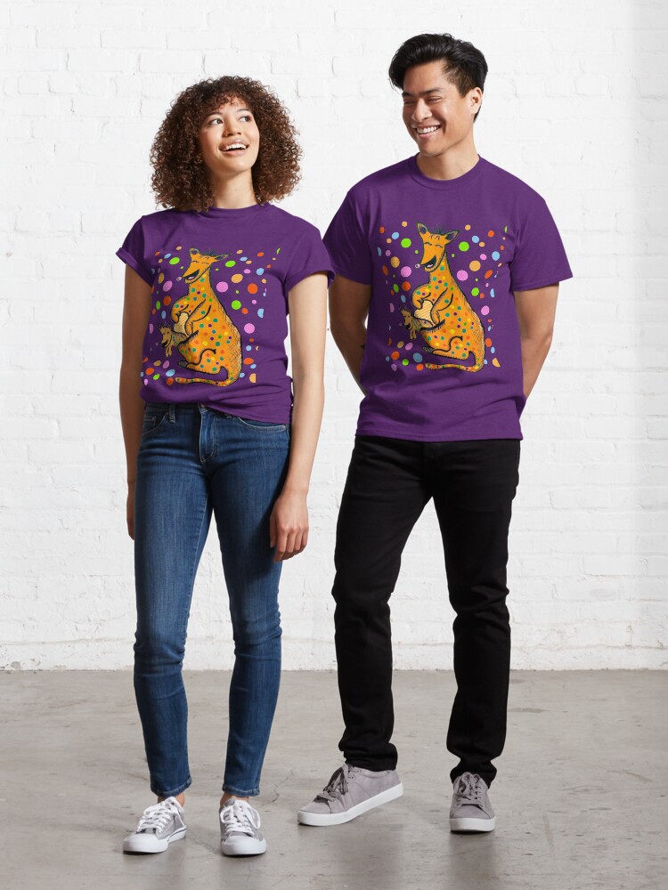 Thumbnail 1 of 7, Classic T-Shirt, Kangaroo with Baby Laughing Orange designed and sold by HappigalArt.