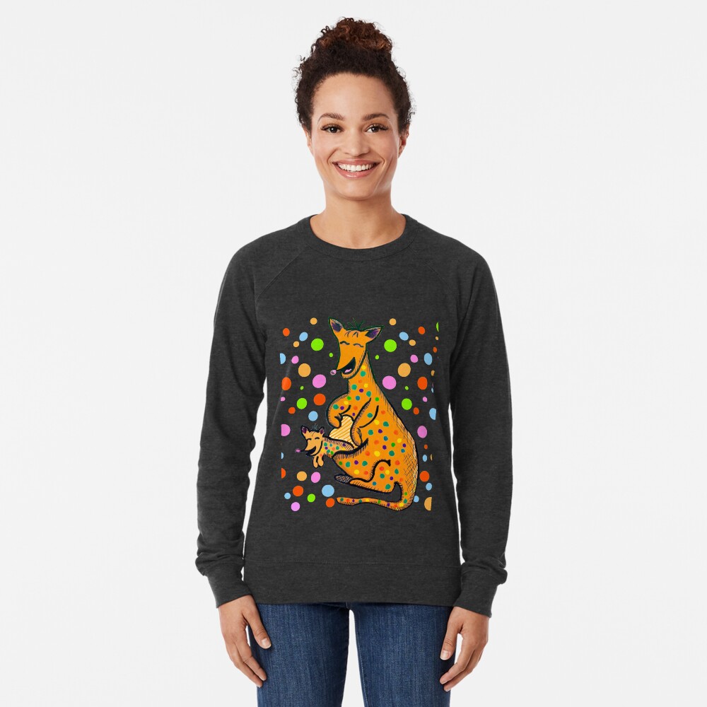 Kangaroo with Baby Laughing Orange Lightweight Sweatshirt