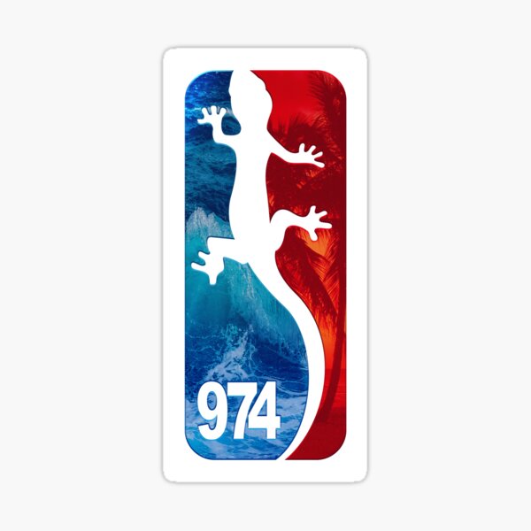 Margouillat bleu ocean et rouge sunset Sticker