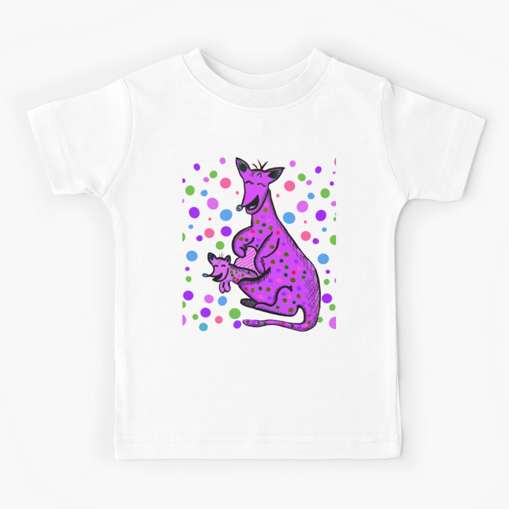 Kangaroo with Baby Laughing Purple Kids T-Shirt