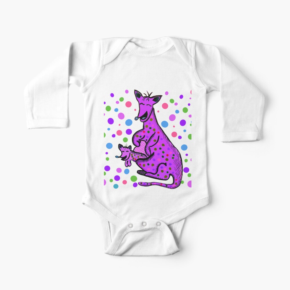 Kangaroo with Baby Laughing Purple Baby One-Piece