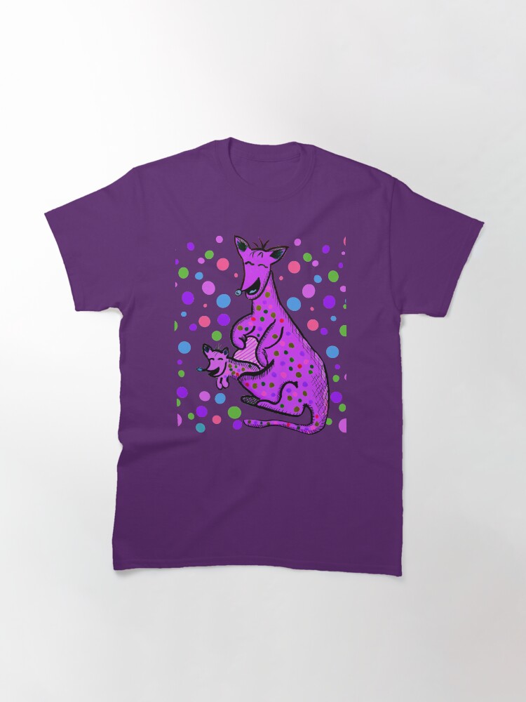Alternate view of Kangaroo with Baby Laughing Purple Classic T-Shirt