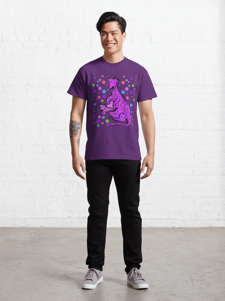 Alternate view of Kangaroo with Baby Laughing Purple Classic T-Shirt