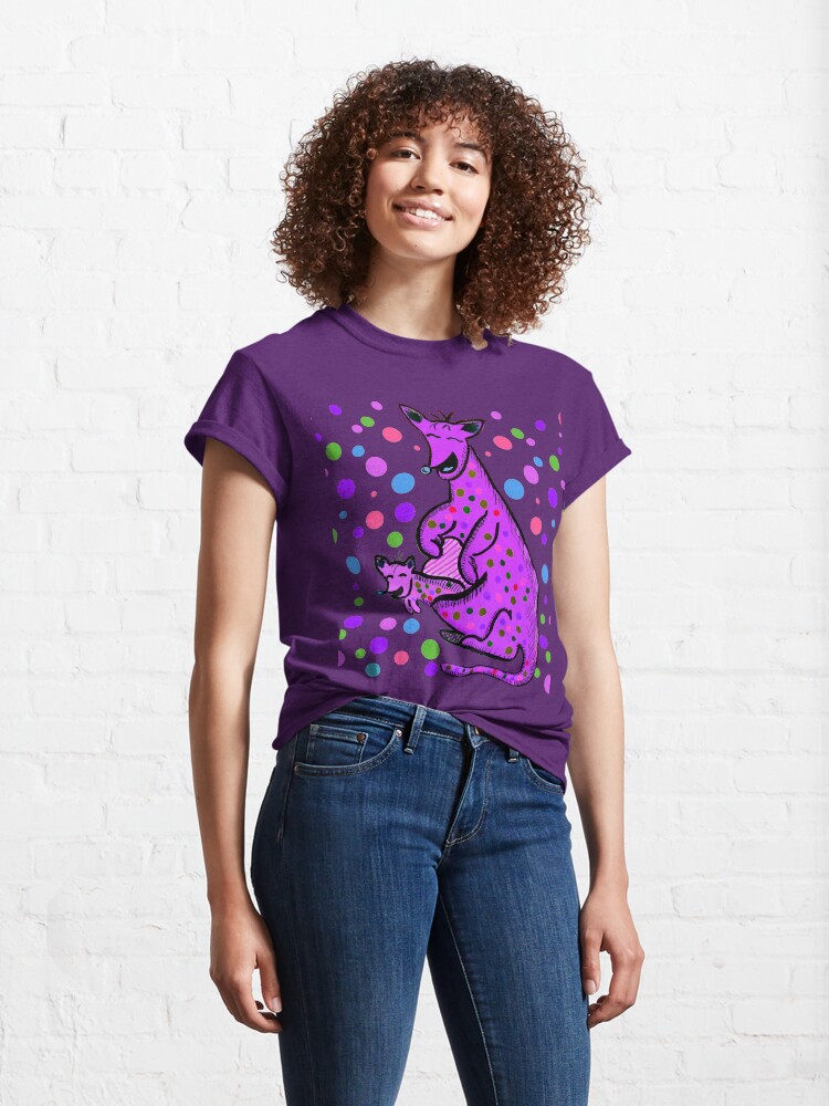 Alternate view of Kangaroo with Baby Laughing Purple Classic T-Shirt