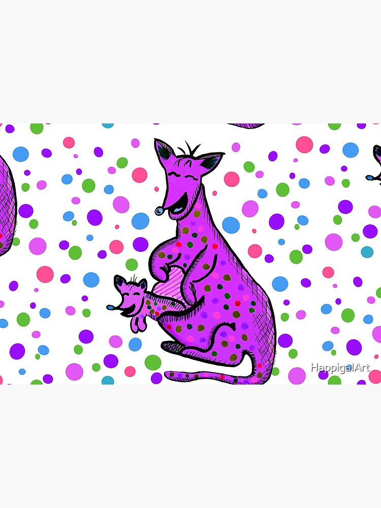 Kangaroo with Baby Laughing Purple by HappigalArt