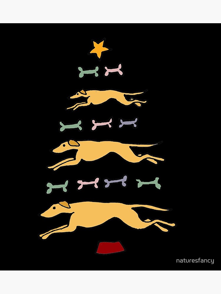 Fun Cool Greyhound Dog and Biscuits Christmas Tree Poster