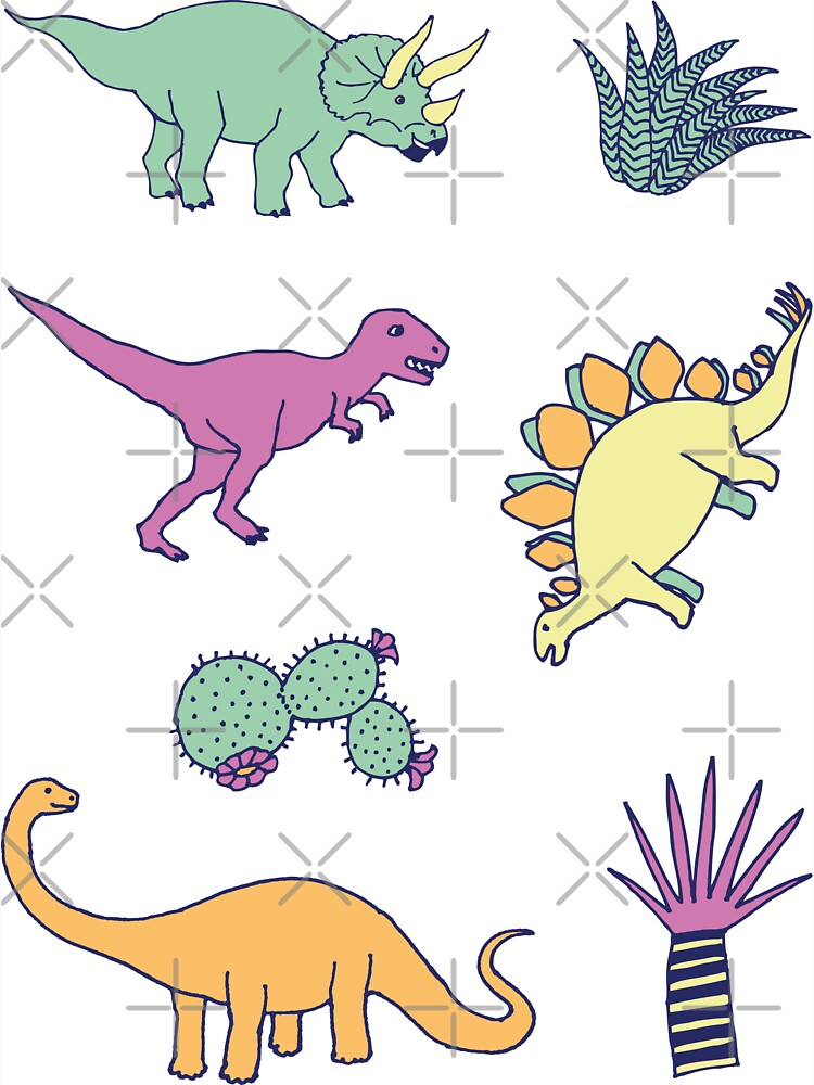 Dinosaur Desert - peach, mint and navy - fun pattern by Cecca Designs by Cecca-Designs
