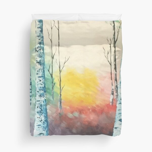Turquoise Aspens the beautiful abstract aspen forest welcomes you to wander! Duvet Cover