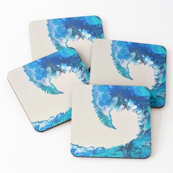 Item preview, Blue Ocean Wave Abstract Fluid Art Painting designed and sold by CrystalCoast.