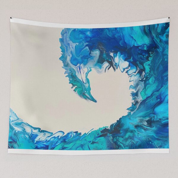 Item preview, Blue Ocean Wave Abstract Fluid Art Painting designed and sold by CrystalCoast.
