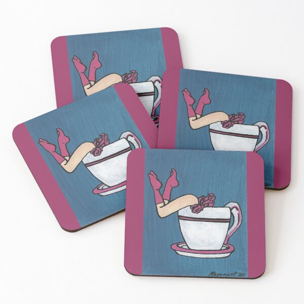 Item preview, Coffee Girl (Mauve Socks & Stripes) by Ravenart designed and sold by DownToLastDrop.