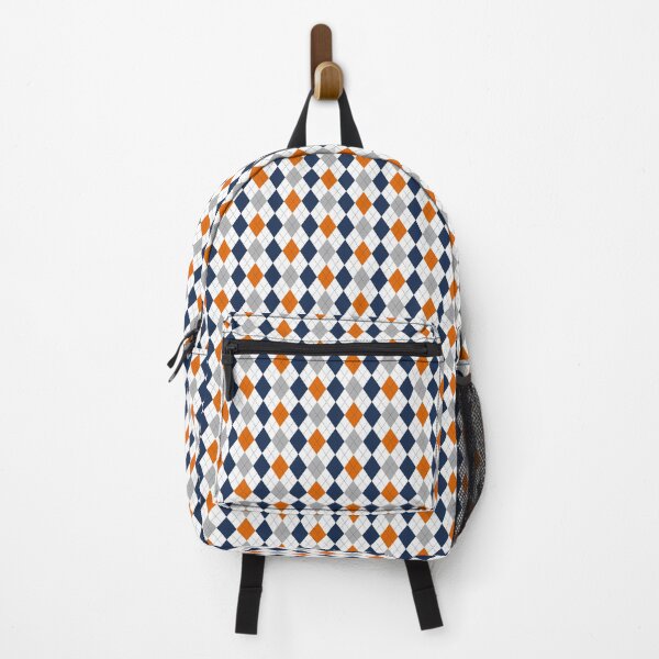 Item preview, Navy Silver Orange and White Argyle Pattern Diamond Checks designed and sold by SqueakyRicardo.