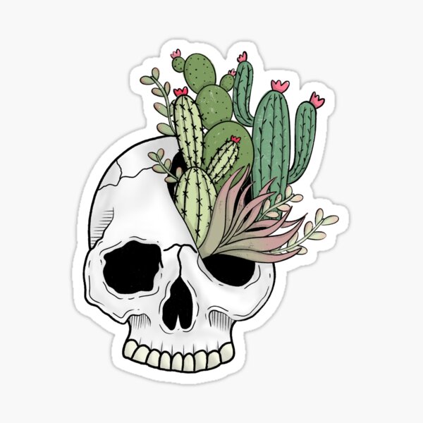 Cactus and skull - Tattoogrid.net