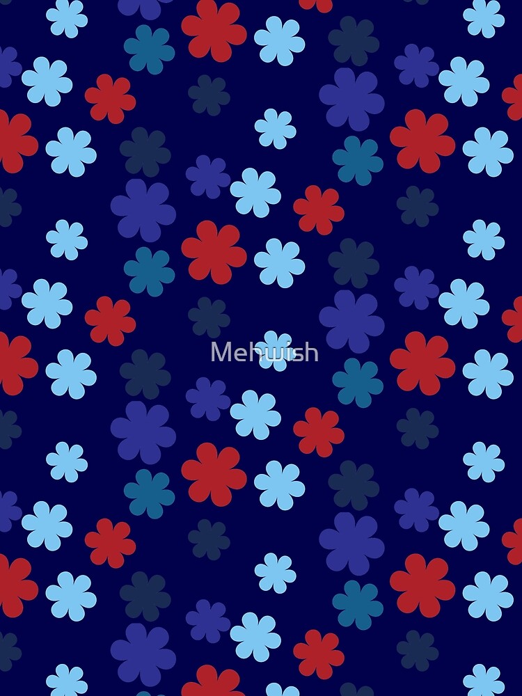 Navy Floral Polka Pattern by Mehwish