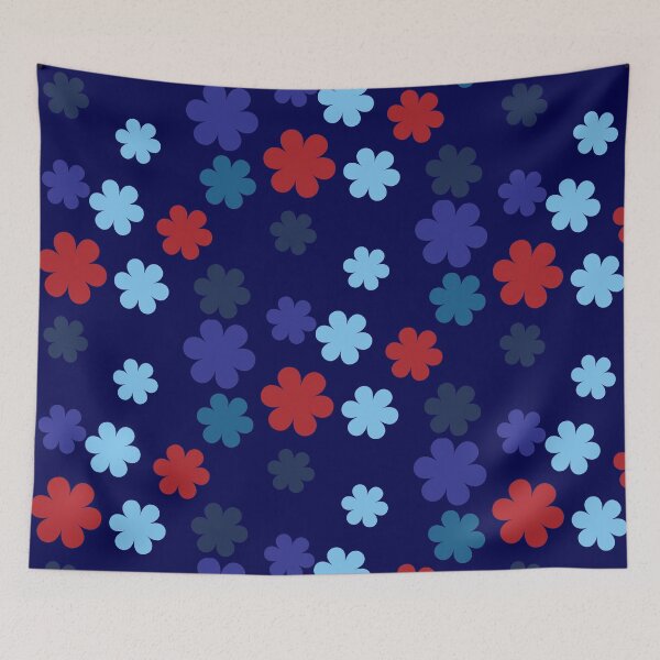 Item preview, Navy Floral Polka Pattern designed and sold by Mehwish.