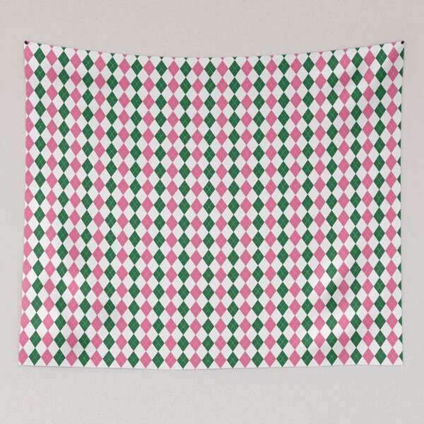 Item preview, Green Pink and White Argyle Pattern Diamond Checks designed and sold by SqueakyRicardo.