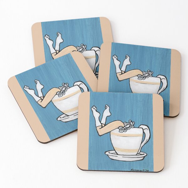 Item preview, Coffee Girl (White Socks & Tan Stripes) by Ravenart designed and sold by DownToLastDrop.