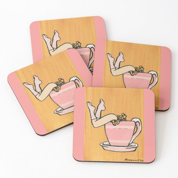 Item preview, Coffee Girl (Pink Socks & Pink Stripes) by Ravenart designed and sold by DownToLastDrop.