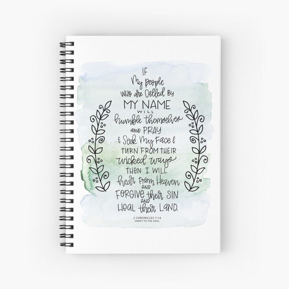 2 Chronicles - If my People verse w/ green bkgrnd Spiral Notebook