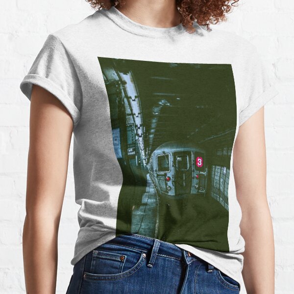 NYCSL Manhattan Map Tees | Custom Black T-Shirt | NYC Subway Line Medium / White