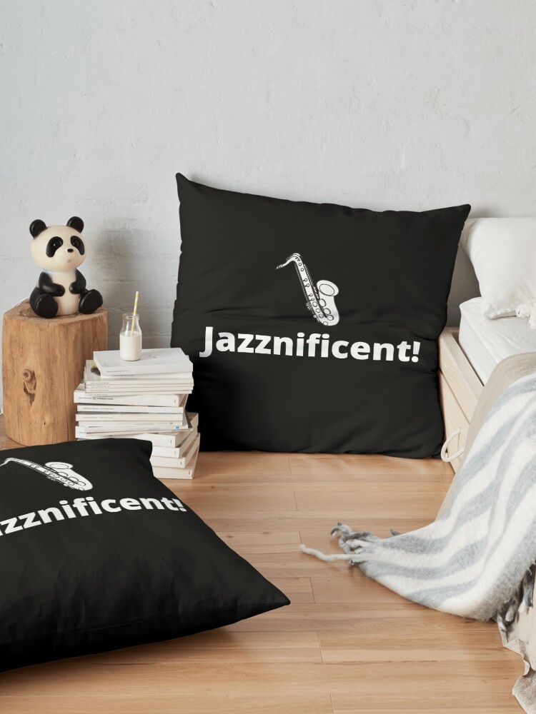 Alternate view of TheCoffeeCupLife: Jazzificent!-Saxophone Floor Pillow