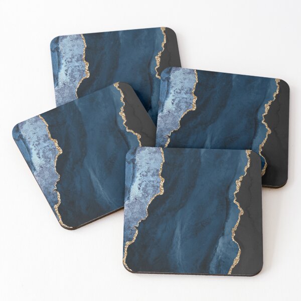 Item preview, Watercolor Agate in Navy Blue with Glitter Veins designed and sold by PixDezines.