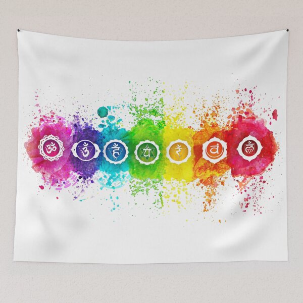 Item preview, 7 Chakra Watercolors With Symbols - 01 HWBG designed and sold by chakraplaza.