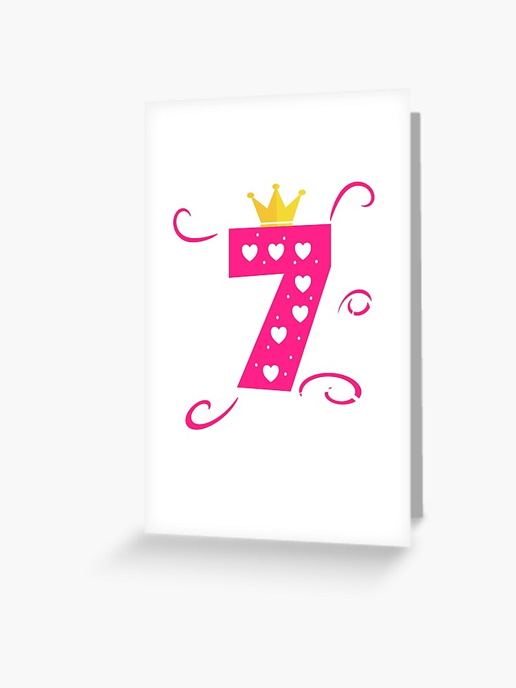 seven year old crown pink birthday present Greeting Card by